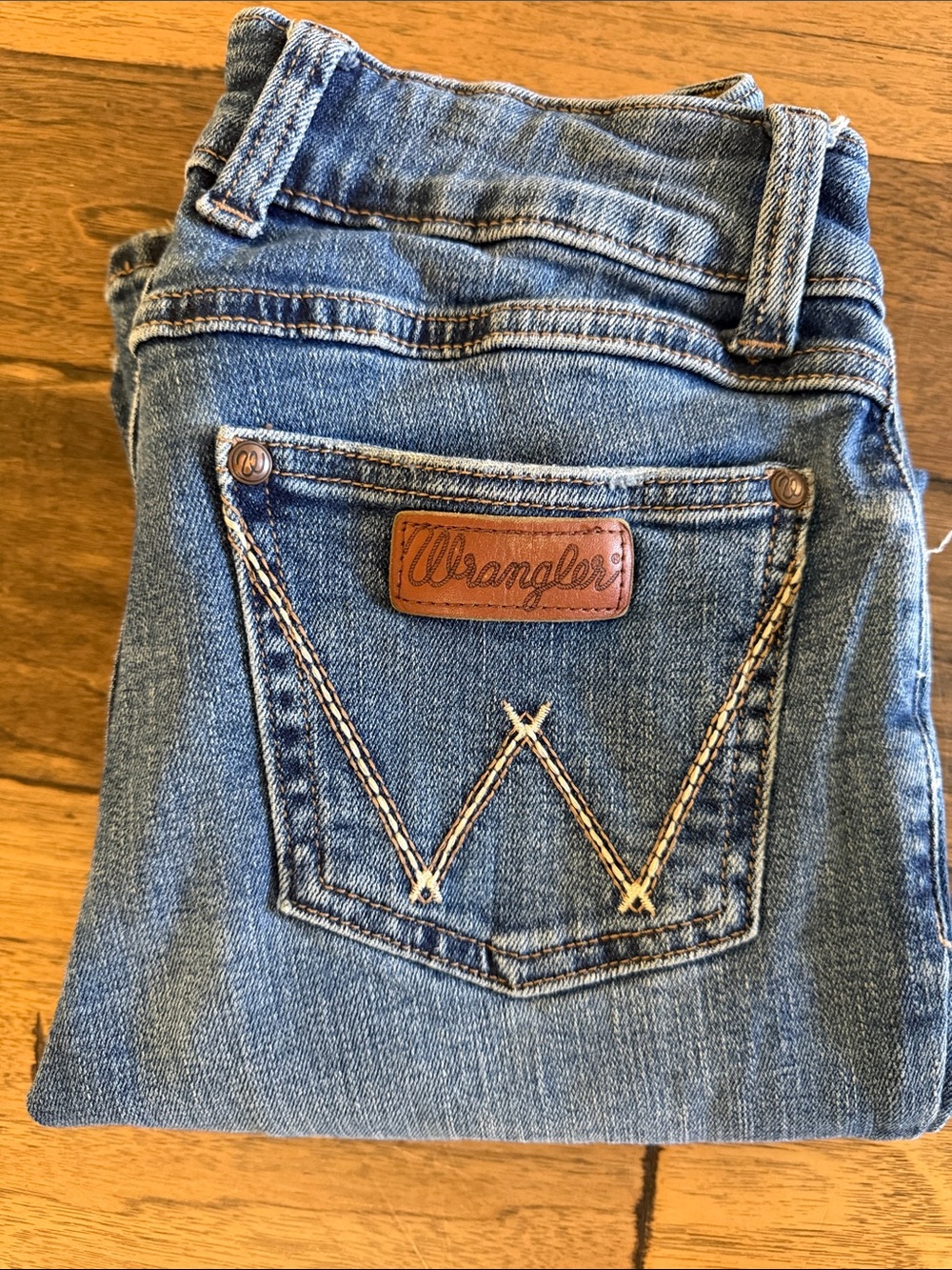 Wrangler Women's Light Blue Boot Cut Jeans with Leather Patch
